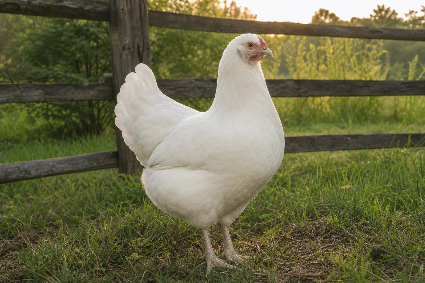 Chantecler heritage chicken on a traditional farm